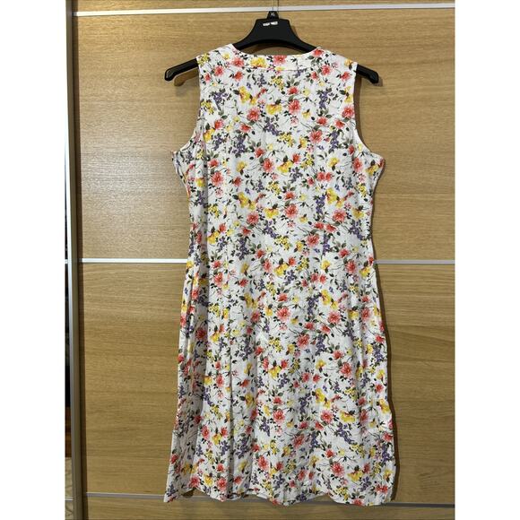 Chadwicks Linen Floral Garden Pintuck Pleating Sleeveless Dress Women’s Size MT - Picture 4 of 7